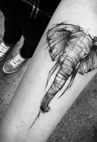 mala ruka jednostavna crna ručno crtana skica uzorak tetovaža slona