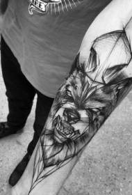 arm svart linje illustrasjon stil onde ulv tatoveringsmønster