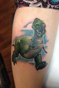 roztomilý kreslený dinosaurus s modrej tieň tetovanie vzorom