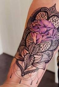 arm black decorative vanilla flower with colorful diamond tattoo pattern