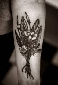 crna gomila divljih cvjetova ruku Tattoo uzorak
