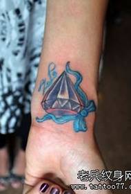 Girl Small Arm Diamond Bow Tattoo Pattern