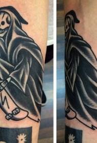giocatore di vecchia scuola braccio nero morte teschio modello di tatuaggio