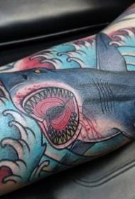 old school evil shark tattoo pattern