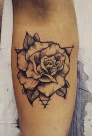 braso old school black and white rose na may pattern na tatsulok na tatsulok