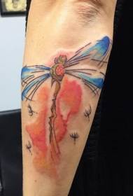 Mehrfarbiges Libellenaquarell-Art-Tätowierungsmuster des Knöchels