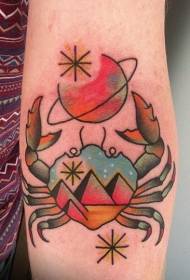 małe ramię mały świeży kolorowy wzór galaktyki kraba tatuaż