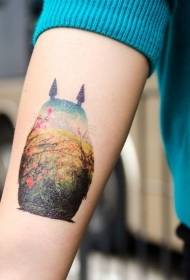 rintaväri sarjakuva chinchillas ääriviivat maisema-tatuointikuviolla
