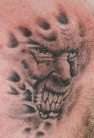 憤怒的惡魔臉紋身圖案111218-胸部超現實的惡魔臉紋身圖案