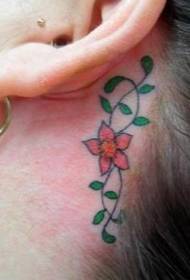 ina orelo reen radiko malgranda freŝa koloro floro tatuaje ŝablono