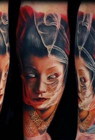 cánh tay nhỏ phong cách hiện thực quái vật geisha hình xăm