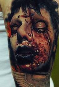 warna horor gaya potret wajah pola tato berdarah
