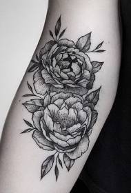 рука гравіювання стиль татуювання чорна троянда