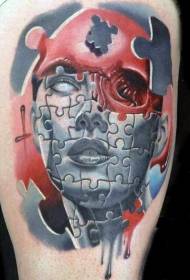 zanimljiv dizajn boja puzzle lice uzorak tetovaža