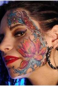 सौंदर्य चेहरा रंगीबेरंगी कमळ टॅटू नमुना