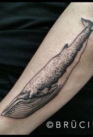 patrón de tatuaje de brazo negro de baleiña grande