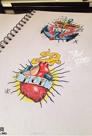 кольоровий малюнок серце татуювання якоря