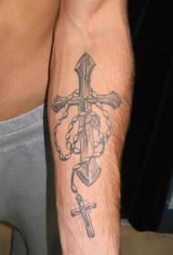 sab caj npab dub txho hla kev thiab rosary tattoo qauv