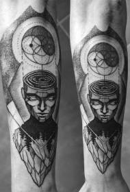 рака стара школа црно мистериозен човек со декоративни шема на тетоважа
