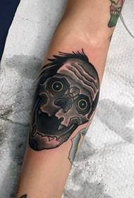 ruoko runosekesa katuni monster musoro uye yebhuruu ziso tattoo maitiro