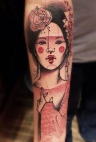 i-arm sketch isitayela sombala we-geisha Kanye ne-tattoo tattoo iphethini