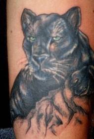 црна леопард зелена тетоважа шема