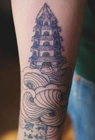 käsivarsi sininen viiva temppeli Tattoo kuvio