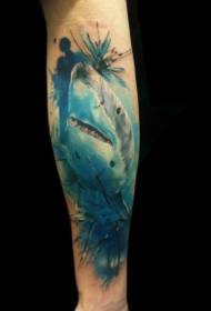 mazas rokas reālistiska stila krāsas lielas haizivs tetovējums