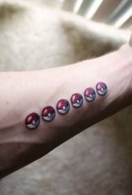 braço engraçado dos desenhos animados pokemon bola tatuagem padrão