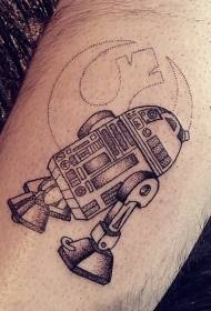 old school arm eenvoudige swart prik robot tattoo patroon