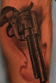 Modellu di tatuu realisticu di u grigiu di u grigiu Pistol occidentale realisticu
