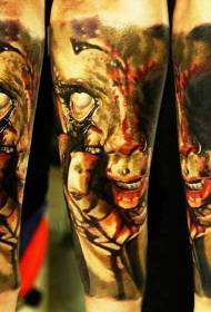 Modello di tatuaggio ritratto di donna diavolo di colore raccapricciante