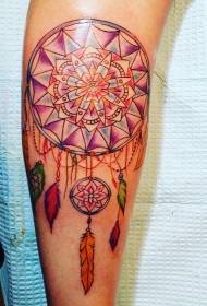 arm color cartoon style dream catcher tattoo pattern