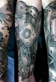 meraviglioso modello di tatuaggio con dispositivo meccanico bianco e nero a braccio piccolo