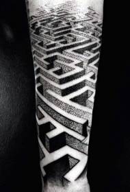 patrón de tatuaje de brazo de labirinto de personalidade negra