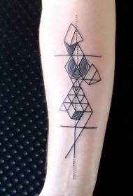 braccio strano nero varie figure geometriche e disegni del tatuaggio linea