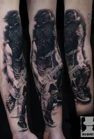 Rankos tikroviškas gitaristų tatuiruotės modelis