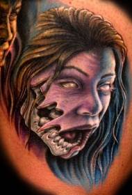 korku iğrenç şeytan kadın yüz dövme tarzı desen
