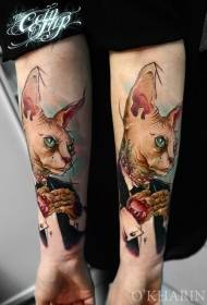 lámh ag caitheamh patrún tattoo cat oiriúnach