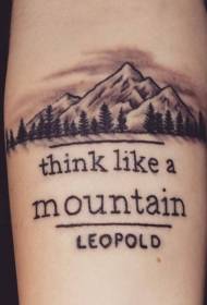 Caviglia montagna grigio nero con motivo a tatuaggio lettera