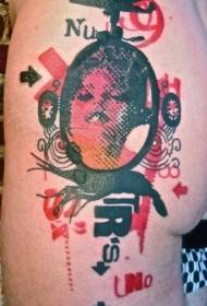pixel stil bokstav totem og kvinne portrett tatovering mønster