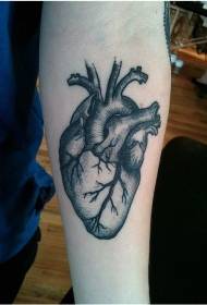 arm black and gray punctured heart tattoo pattern