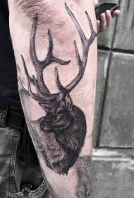 fiocco realistico modello di tatuaggio cervo personalità grigio nero