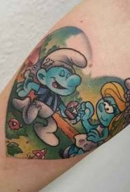 kleine arm hartvormig cartoon blauw elf geschilderd tattoo-patroon