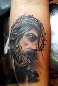 Thinking of Jesus and Thorns Crown Religious Tattoo Pattern