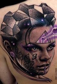 bagong balikat ng paaralan nakakatawa geometric point thorn hair woman portrait tattoo pattern