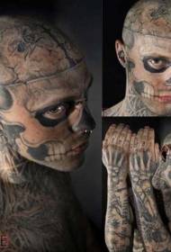 manlig full rustning skelett tatuering mönster