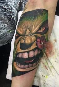 Motif de tatouage Rage couleur bras hulk