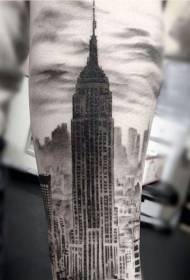 earm realistysk realistysk Swart-wyt American Empire Building Tattoo Patroon