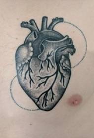 peito de negro negro punto gris espina liña xeométrica punto simple liña de tatuaxe corazón